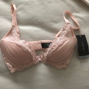 NWOT Natori feathers bra pink shine